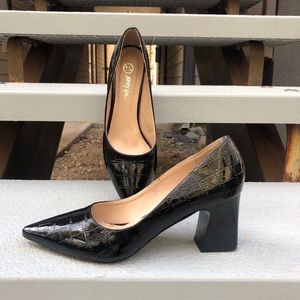 Nasty Gal Chunky Funky Pointed Crocodile Pumps